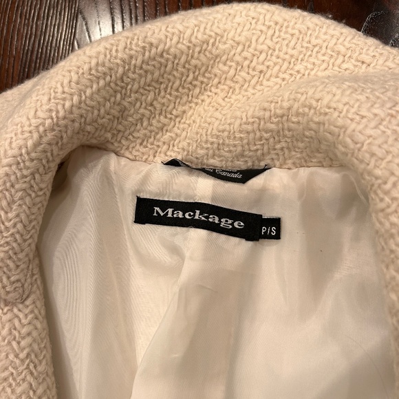 mackage women wool coat with leather trim - Picture 5 of 8